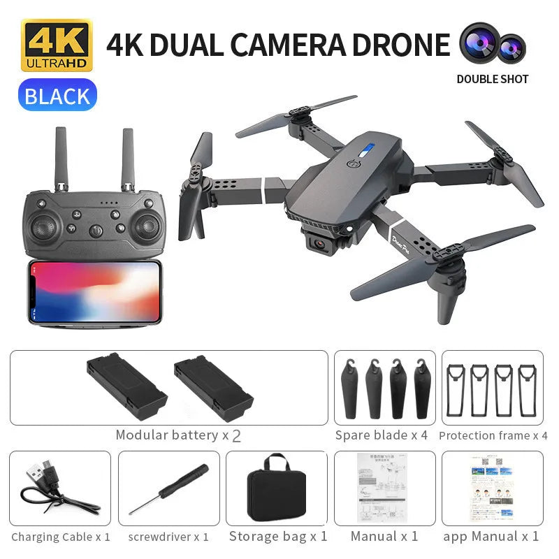 Drone E88 Pro 4K™ – Drone Pliable HD Grand Angle | Stabilisation, WiFi FPV & Vol Facile