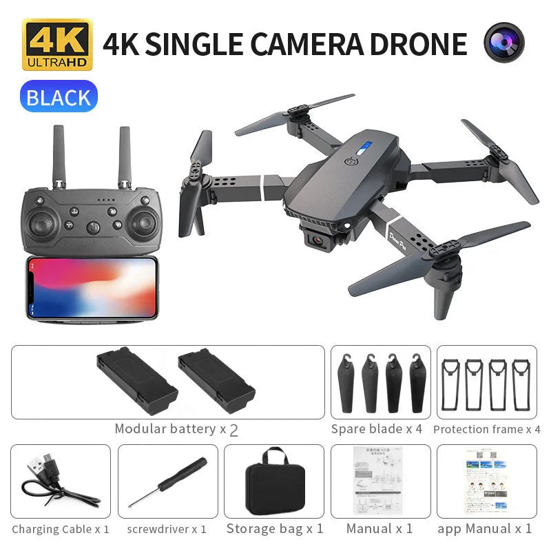 Drone E88 Pro 4K™ – Drone Pliable HD Grand Angle | Stabilisation, WiFi FPV & Vol Facile