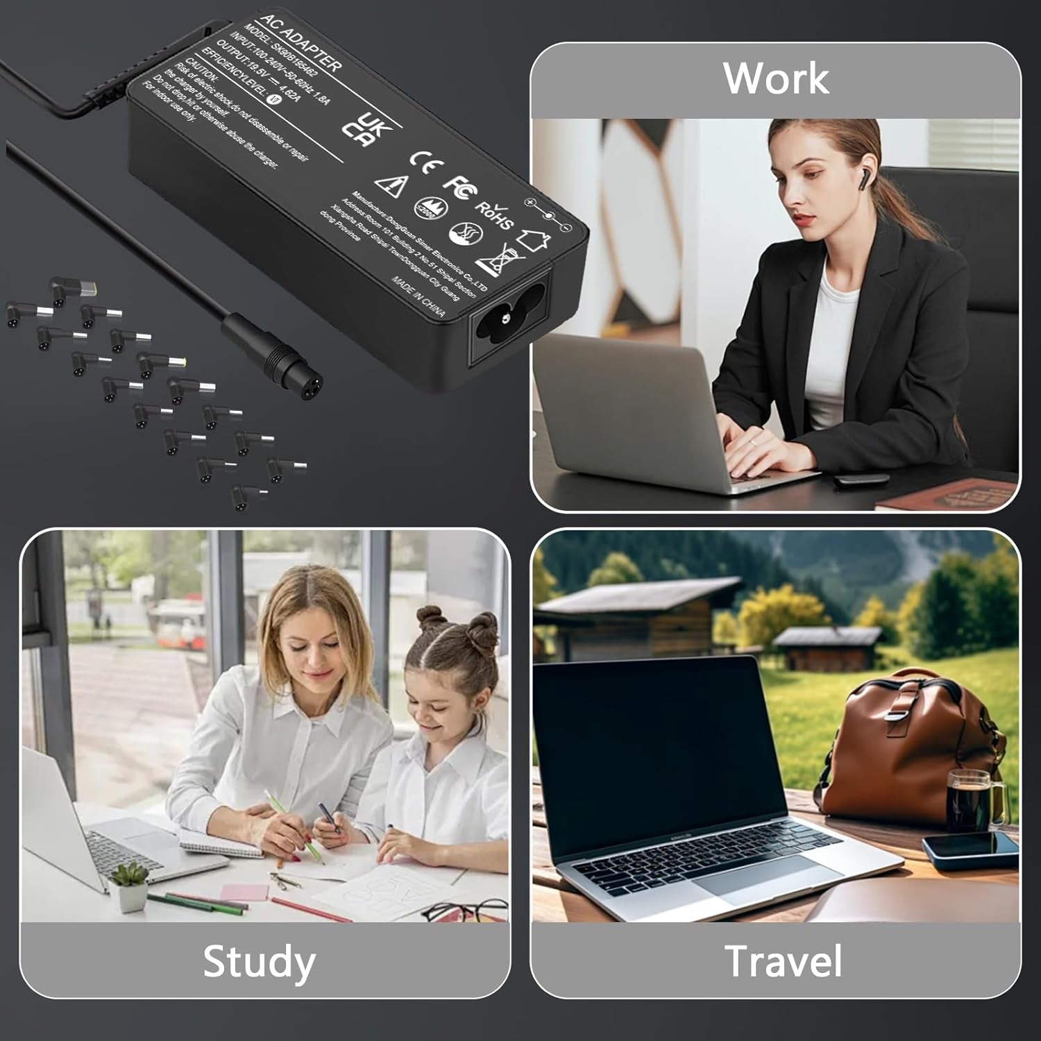 90W Universel Chargeur Compatible Avec HP Acer ASUS Dell Lenovo Toshiba Sony Fujitsu Gateway Chromebook Câble D'Alimentation Avec 16 Conseils