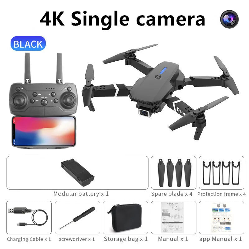 Drone E88 Pro 4K™ – Drone Pliable HD Grand Angle | Stabilisation, WiFi FPV & Vol Facile