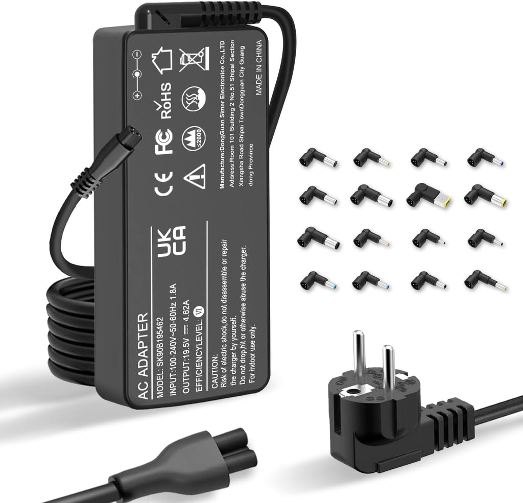 90W Universel Chargeur Compatible Avec HP Acer ASUS Dell Lenovo Toshiba Sony Fujitsu Gateway Chromebook Câble D'Alimentation Avec 16 Conseils